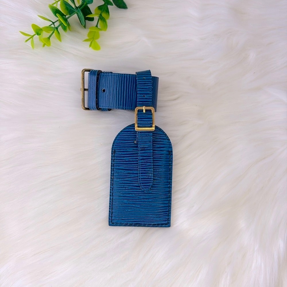 Louis Vuitton Blue Epi Luggage Tag & Poignet - Picture 2 of 8